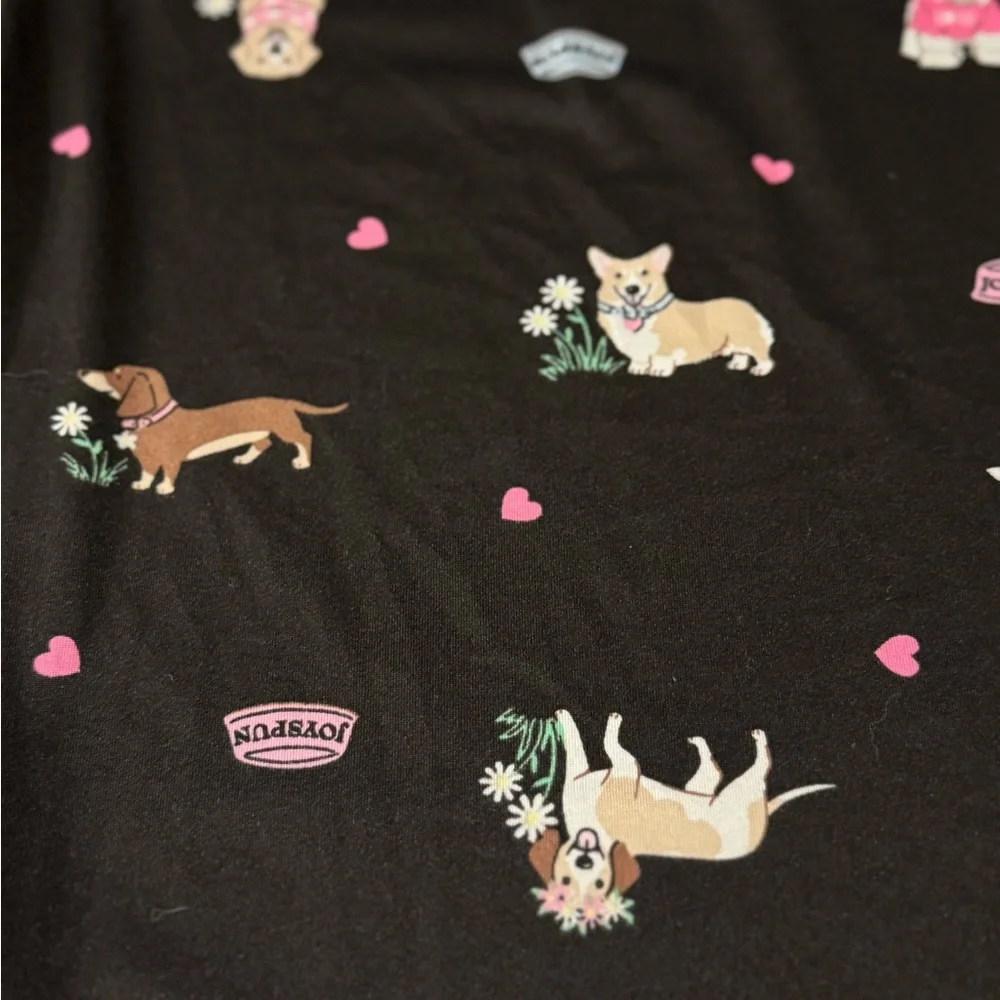 Joy Spun Women’s 2X Sleepwear Pajama Bottoms Joggers Dogs Black Novelty Pockets